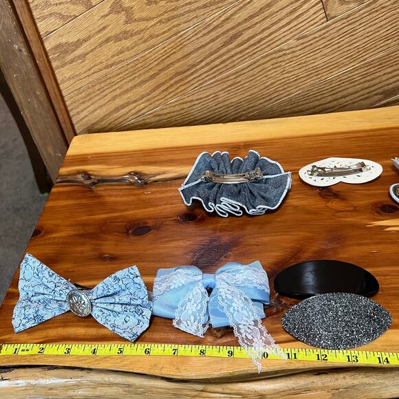 Vintage Lot 1990's Barrettes Hair Clips Big Bows Ruffle Glitter Y2K - Picture 3 of 11